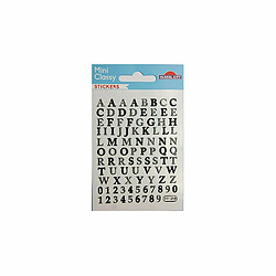 Youdoit 92 Autocollants - Alphabet - Noir & Argenté - Paillettes - 1,8 cm