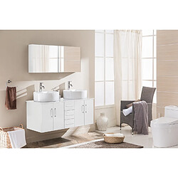 Avis Concept Usine Ambre Blanc : ensemble salle de bain meuble + 2 vasques + 1 miroir