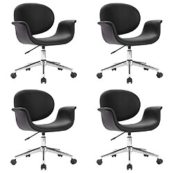 vidaXL Chaises pivotantes à manger lot de 4 noir similicuir