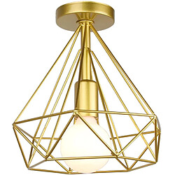 Stoex Plafonnier industrielle Retro 25cm en forme Diamant Or , Suspension Luminaire po Plafonnier industrielle Retro 25cm en forme Diamant Or , Suspension Luminaire pour Salle à Manger,Bar,Chambre