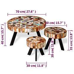 vidaXL Ensemble de table basse 3 pièces Bois de récupération massif pas cher