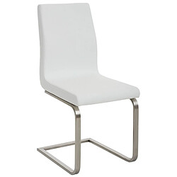 Decoshop26 Lot de 2 chaises de salle à manger style cantilever en PVC blanc pieds forme luge en acier inoxydable 10_0001596