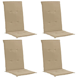 Decoshop26 lot de 4 coussins de chaise de jardin 100% polyester imperméable beige 120 x 50 x 3 cm DEC021671