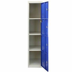 Monstershop Casier Métallique Bleu 4 Portes Casiers Métalliques Bleu & Gris 4 Portes Verrouillable pour Ecole, Vestiaire, Salle de Sport, Atelier [Clés & Aimants INCLUS] - Facile à Monter