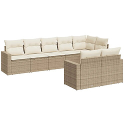 vidaXL Salon de jardin avec coussins 8 pcs beige résine tressée