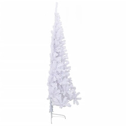 Avis vidaXL Sapin de Noël artificiel moitié avec support blanc 210 cm PVC