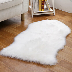 LUUCOZK Tapis moelleux en fausse fourrure, tapis à poils longs pour chambre à coucher et salon, blanc-Irrégulier 60x120 