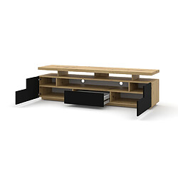 BIM FURNITURE Meuble TV EVA 180 cm chêne artisanal / noir mat avec LED