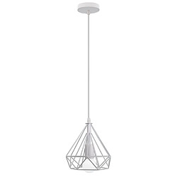 Stoex Métal Retro Suspensions Luminaires Industriel Lustre Abat-jour en Style Nordique Cage diamant E27 Blanc 