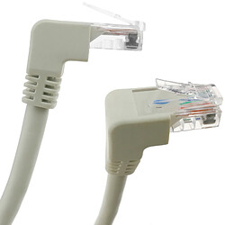 Bematik Câble de réseau de catégorie 6 Cat.6 RJ45 angle droit UTP 24AWG LAN de 1 m