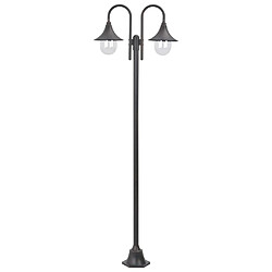 vidaXL Lampadaire de jardin E27 220 cm Aluminium 2 lanternes Bronze