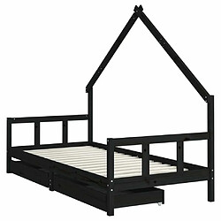 Avis Maison Chic Lit d'Enfant Chambre - Cadre de lit pour enfant avec tiroirs noir 90x200 cm bois pin massif -MN98932