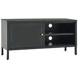 Maison Chic Meuble TV scandinave - Banc TV pour salon Anthracite 90x30x44 cm Acier et verre -MN20624