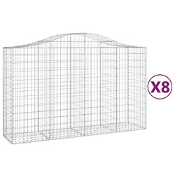 vidaXL Paniers à gabions arqués 8 pcs 200x50x120/140 cm Fer galvanisé