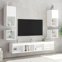 Maison Chic Meuble TV mural, Banc TV avec lumières LED pour salon, Meuble de rangement blanc 30x28,5x30 cm -GKD40478 pas cher