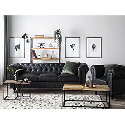 Beliani Canapé 3 places en cuir PU noir CHESTERFIELD BIG