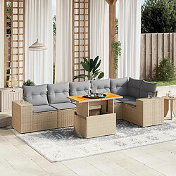 vidaXL Salon de jardin avec coussins 7 pcs beige résine tressée 