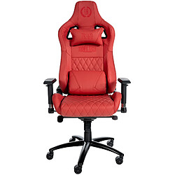 Decoshop26 Fauteuil de bureau sur roulettes mécanisme de bascule en véritable cuir rouge cadre métallique 10_0002511