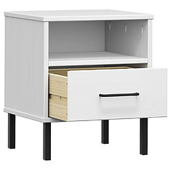 Acheter vidaXL Table de chevet avec pieds en métal Blanc Bois pin massif OSLO