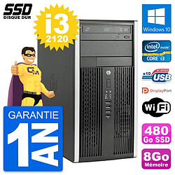 PC Tour HP Compaq Pro 6300 CMT Intel i3-2120 RAM 8Go SSD 480Go Windows 10 Wifi - Occasion