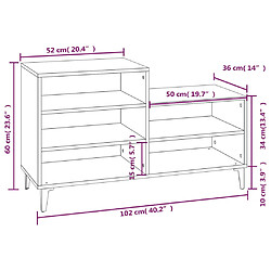 vidaXL Armoire à chaussures Blanc 102x36x60 cm Bois d'ingénierie pas cher