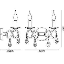 Avis Luminaire Center Applique murale Torino avec interrupteur 2 Ampoules chrome poli/cristal