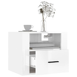 Avis vidaXL Table de chevet murale Blanc brillant 50x36x40 cm