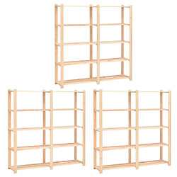 vidaXL Étagères de rangement à 5 niveaux 3pcs 170x38x170 cm Pin 500 kg 