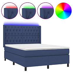 vidaXL Sommier à lattes de lit matelas et LED Bleu 140x200 cm Tissu