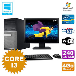 Lot PC Tour Dell 790 Core I3 3.1Ghz 4Go 240Go SSD DVD WIFI Win 7 + Ecran 17" - Occasion