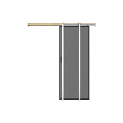 Avis Vente-Unique Porte coulissante avec système à galandage - aluminium et verre trempé fumé dépoli - H205 x L83 cm - LINCI II