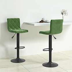 vidaXL Tabourets de bar lot de 2 vert foncé velours