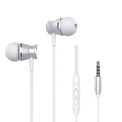 Wewoo Ecouteurs Basse Écouteur pour Téléphone 3.5mm Écouteurs intra-auriculaires en métal avec HD Mic pour xiaomi iPhone Samsung (M305 Blanc) 