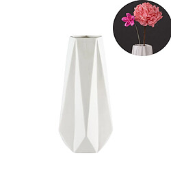 BESTA Rivet Vase en grès angulaire moderne, hauteur 36,5 cm, blanc 