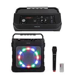 ENCEINTE SONO PORTABLE PRO PARTY KARAOKE BLUETOOTH LED RGB 20W USB SD RADIO FM + TELECOMMANDE + MICRO SANS FIL