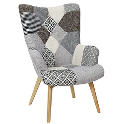 The Home Deco Factory Fauteuil de salon design patchwork Helsinki - Gris