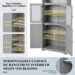 Avis Helloshop26 Meuble de salle de bain à 4 portes 2 compartiments ouverts colonne salle de bain armoire haute avec étagères réglables pour salon cuisine 60 x 30 x 163 cm gris 20_0008873