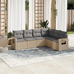 vidaXL Salon de jardin avec coussins 6 pcs beige résine tressée 