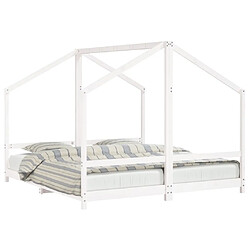 Maison Chic Lit d'Enfant Chambre - Cadre de lit pour enfant blanc 2x(90x200) cm bois de pin massif -MN65786