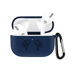 Wewoo Coque Pour AirPods Pro Housse en silicone avec couvercle anti-chute et boucle bleu foncé