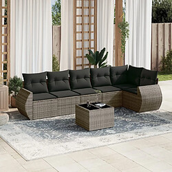 vidaXL Salon de jardin avec coussins 7 pcs gris résine tressée 