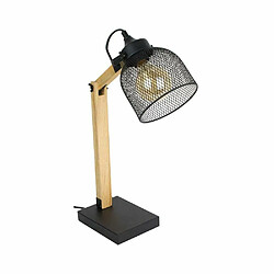 Home Deco Light Lampe de bureau style industriel métal et bois noir.