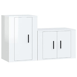 Maison Chic Ensemble de meubles TV 2 pcs pour salon - blanc brillant bois d'ingénierie -MN70585