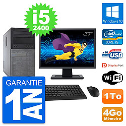 PC Tour Dell 790 MT Ecran 27" Intel i5-2400 RAM 4Go Disque 1To Windows 10 Wifi · Occasion 