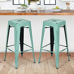 Ahd Amazing Home Design Tabouret vintage en métal design industriel pour bar et cuisine style Tolix Steel Stale, Couleur: Turquoise