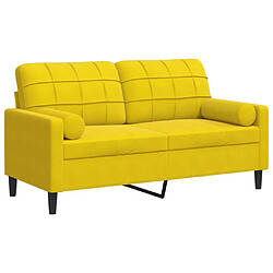 vidaXL Canapé 2 places avec oreillers décoratifs jaune 140 cm velours