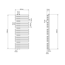 ECD Germany Iron EM Design Radiateur Sèche-Serviettes Électrique - 600 x 1200 mm - Chrome - Élément Chauffant 1200W 230 V / 50 Hz - Filetage de Connexion G1 / 2 " - Sèche Serviettes pour Salle de Bain