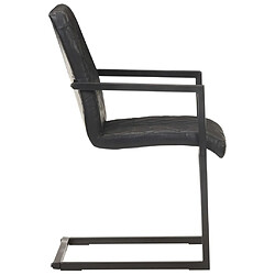 Acheter Decoshop26 Lot de 2 chaises de salle à manger cuisine cantilever cuir véritable noir CDS020369