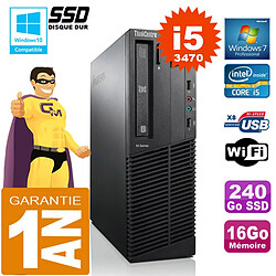 PC Lenovo M92p SFF Core I5-3470 Ram 16Go Disque 240 Go SSD Graveur DVD Wifi W7 · Occasion 