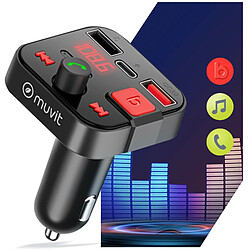 Transmetteur FM Bluetooth Allume cigare avec Port de charge USB et USB C Muvit pas cher